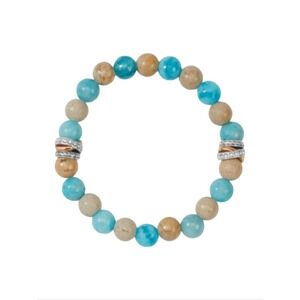 Brighton Neptunes rings Tan Natural Stone Beaded Stretch Bracelet Pavé Accents‎